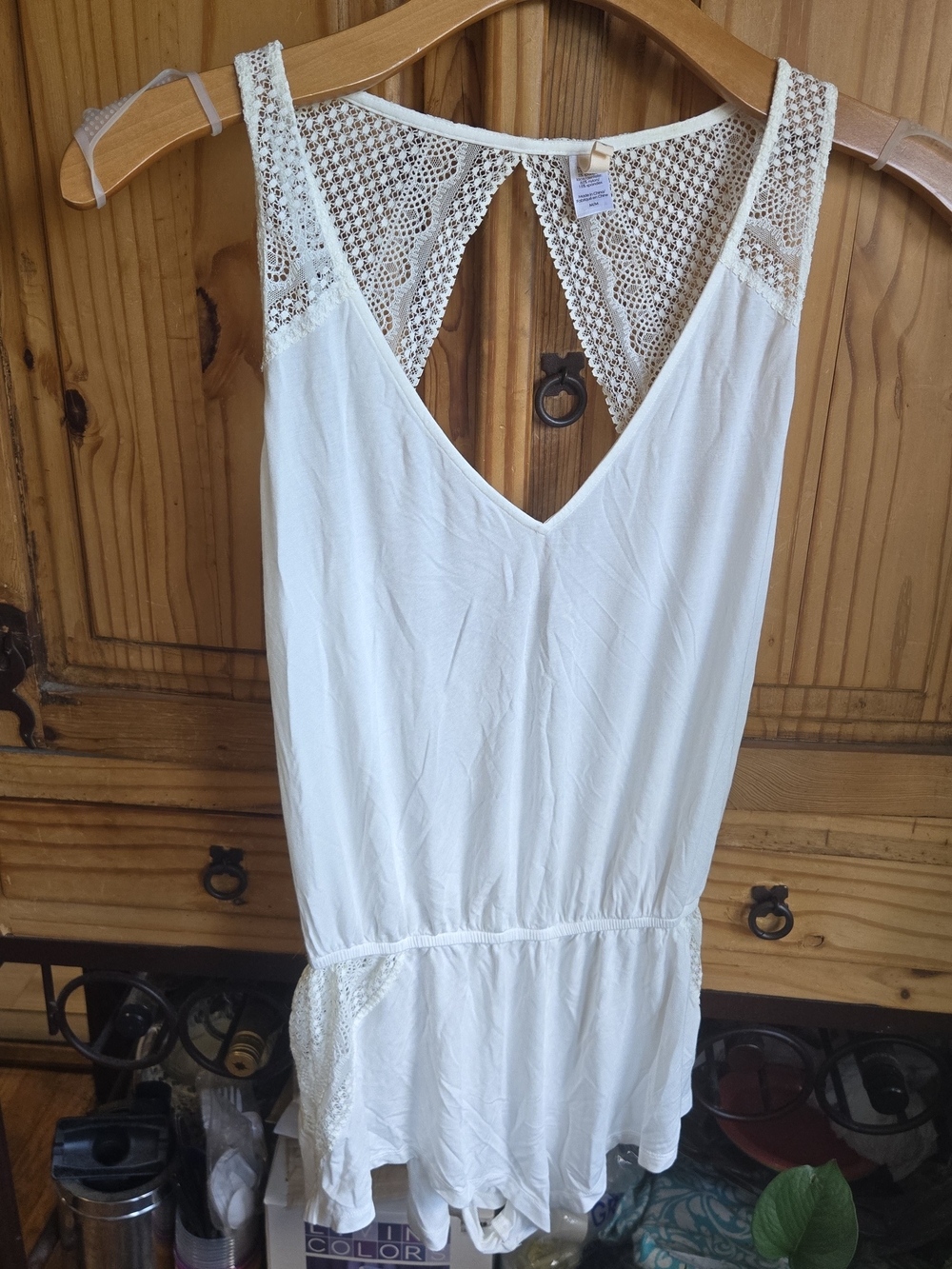 Eberjey Cream Lace-Back Sleep Romper